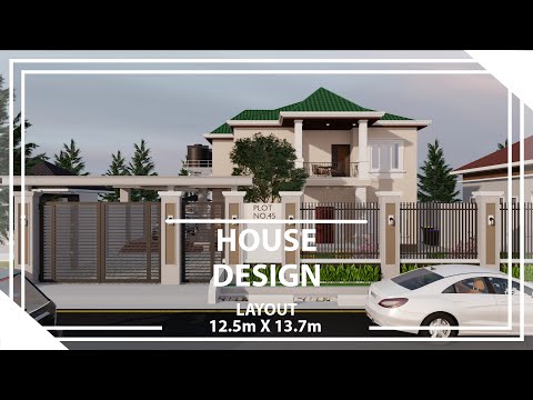 House 3D Exterior Design | Layout 12.5 x 13.7 m | Design No.15