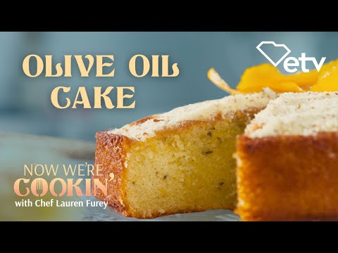 screenshot of youtube video titled Olive Oil Cake | Now We're Cookin' #cookingshow #recipes #cake