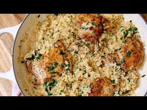 One Pan Creamy Chicken and Rice Recipe - Laura Vitale