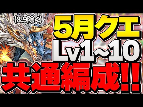 これ組めば魔法石55個ゲット！LV1-LV10シヴァドラ共通編成解説！5月クエスト【パズドラ】