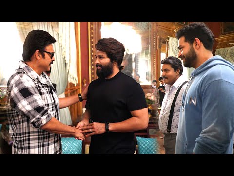 Allu Arjun visits the sets of F3 movie; interacts with Victory Venkatesh, Varun Tej, Anil Ravipudi Allu Arjun visits the sets of F3 movie; interacts with Victory Venkatesh, Varun Tej, Anil Ravipudi