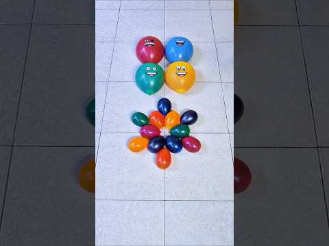 Four Emoji Yellow Green Blue Red Balloon Popping Satisfying Sound