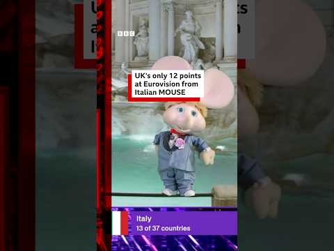 An Italian mouse awards the UK 12 Eurovision points. #Eurovision #BBCNews
