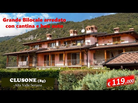 Diretta da Clusone: grande bilocale di oltre 60mq con terrazzo, cantina, box a 119.000€ arredato!