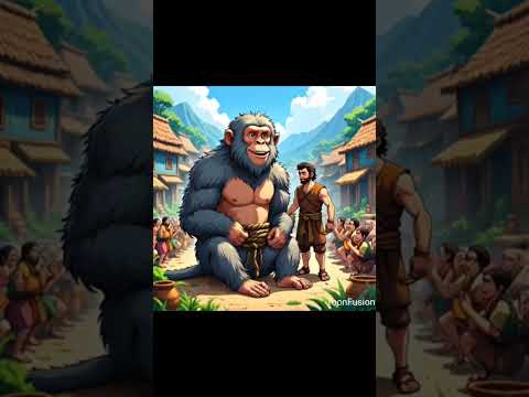 बंदर 🐒 की तबाही और आदमी 🧔🏻की बहादुरी । Giant monkey and the brave man #shorts #story #aianimation