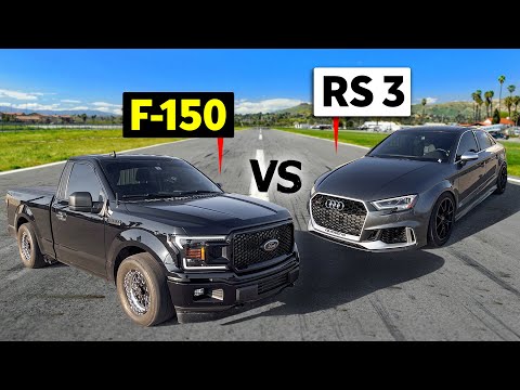 High-Octane Showdown: Ford F-150 vs. Audi RS3 Race Victory