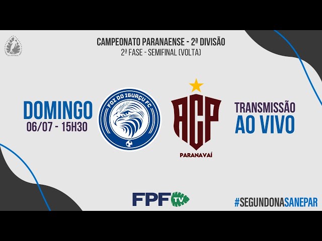 Na FPF TV você acompanha AO VIVO e DE GRAÇA a Segundona Sanepar! FOZ DO IGUAÇU X PARANAVAÍ - SEMIFINAL (VOLTA). 
Siga nossos perfis nas redes sociais: @federacaopr
Curta, comente e ative as notificações para não perder nenhum lance!

| É Paranaense? É FPF TV! |