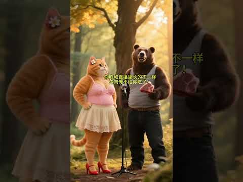 猫の動画サムネイル - 胖橘邀请熊哥在森林小聚 #shorts #ai