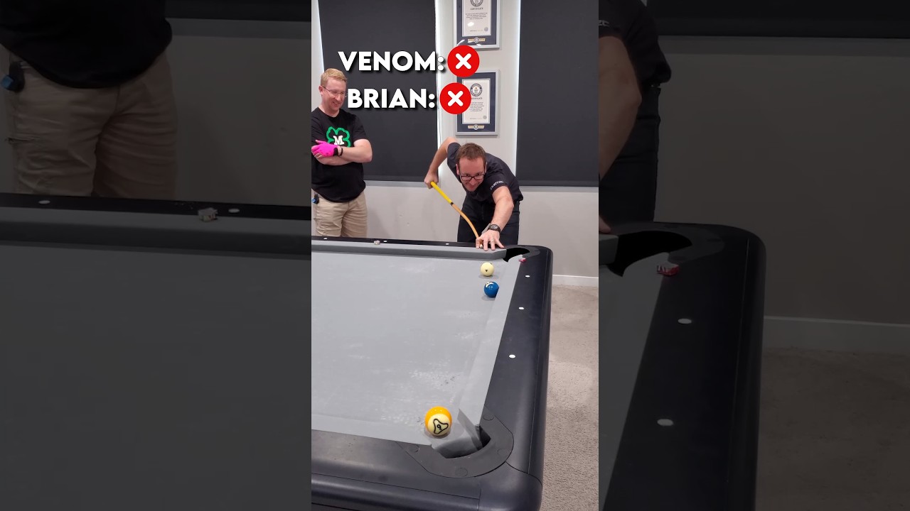 MOST CROOKED POOL CUE EVER Pool Battle ft @supermantrickshots 🤣🎱❌✅