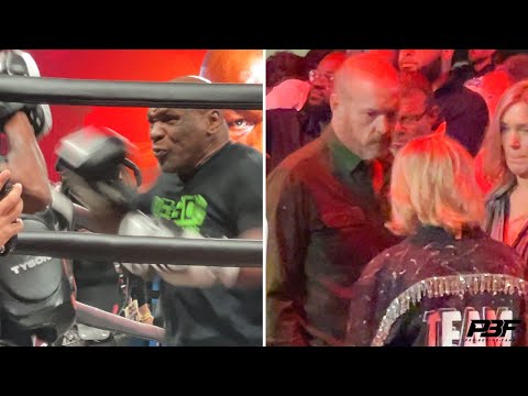 JAKE PAUL MUM AND DAD LOOK SERIOUSLY WORRIED AS MIKE TYSON ALMOST KNOCKS OUT TRAINER AT WORKOUT