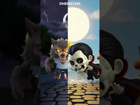 Bone Vampire Scared Of Yellow Werewolf 😱🧛🐺 #shorts #cartoon #animation - Dheno