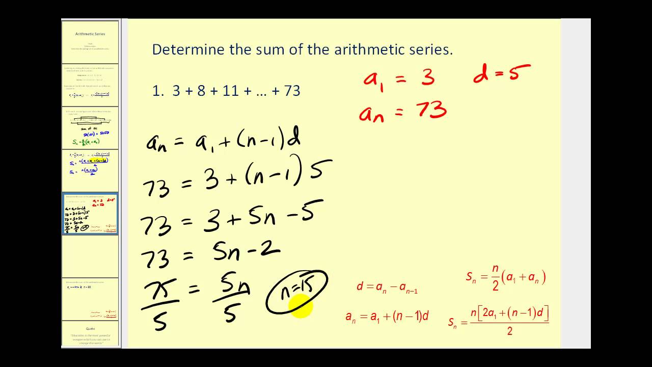 Arithmetic Series YouTube