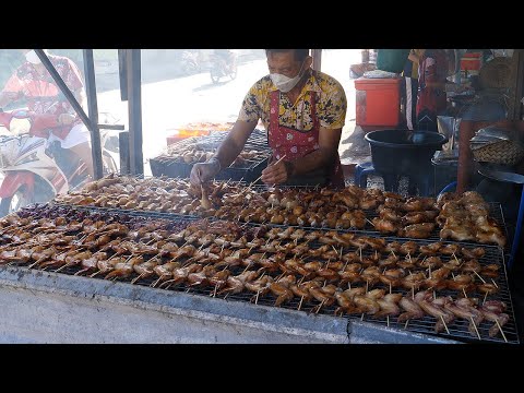 대형 그릴! 길거리 숯불구이 통닭 / Real street food! Amazing Charcoal Grilled Chicken - Thai street food