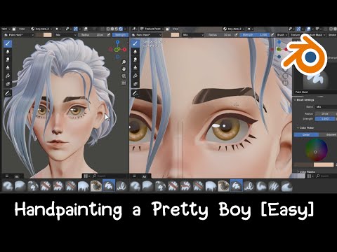 Handpainting A Pretty Boy - Blender Toon Tutorial - ASMR/Soft-Spoken