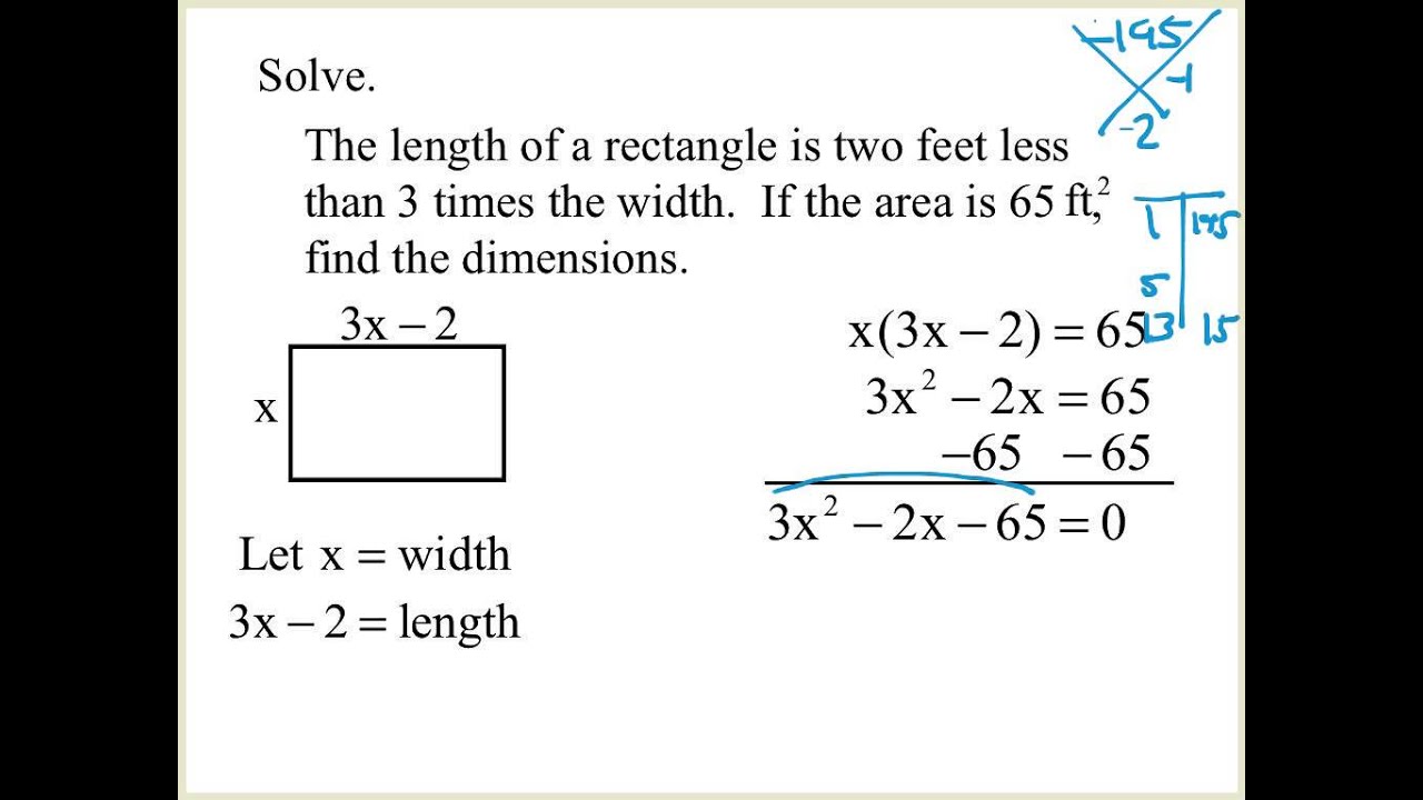 6 9 Solving Word Problems With Factoring mp4 YouTube