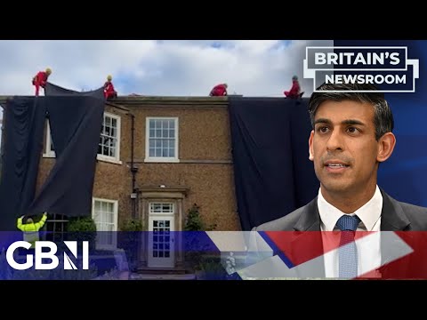 Greenpeace activists cover Rishi Sunak's Yorkshire home in oil black drapes