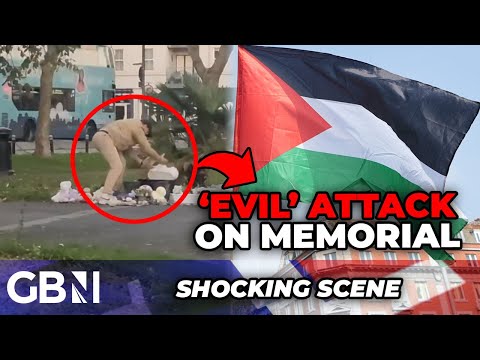 WATCH: Memorial destroyed by 'EVIL' attacker as Brits SCORN pro-Palestine MOB and Starmer vows peace