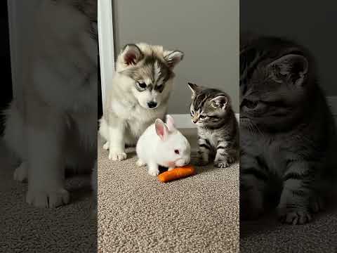 Little bunny munches carrot under close watch 🥕🐰👀