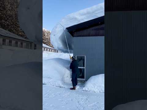 雪国の日常。車庫の雪がなかなか落ちないんだわ🙄 #田舎暮らし #富山