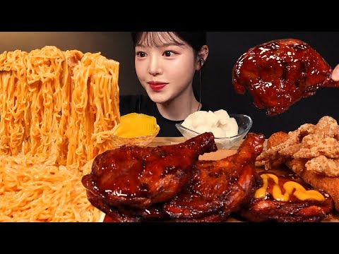 SUB)편의점 신상! 신라면 툼바 먹방🍜 bbq 자메이카 통다리치킨에 닭껍질튀김 새우스틱까지 컵라면 리뷰 리얼사운드 Ramyeon & Chicken Mukbang Asmr