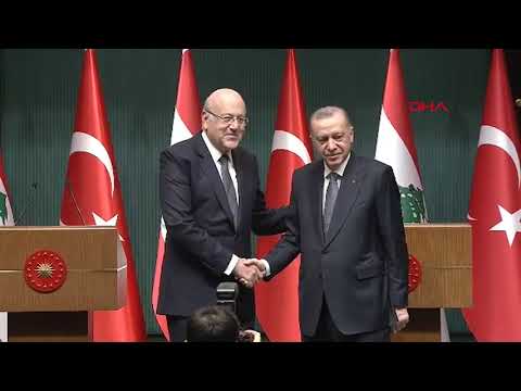Cumhurbaşkanı Erdoğan, Lübnan Başbakanı Necip Mikati ile ortak basın toplantısı düzenliyor