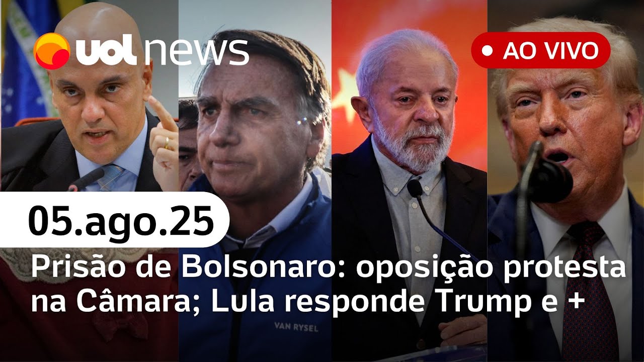 Bolsonaro preso oposição faz motim na Câmara reação de Lula tarifaço e + | UOL News