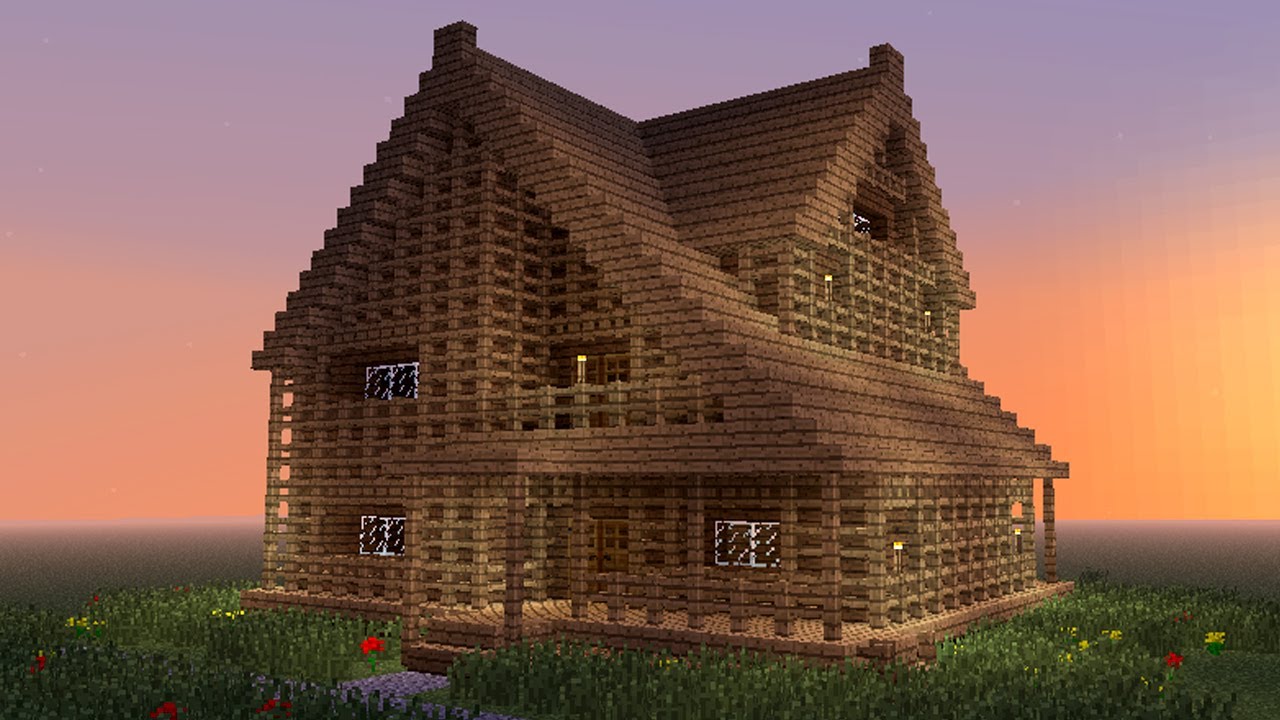 MINECRAFT How To Build Big Wooden House YouTube