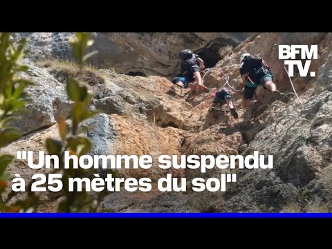 La périlleuse opération de secours pour sauver un homme suspendu à 25 mètres du sol