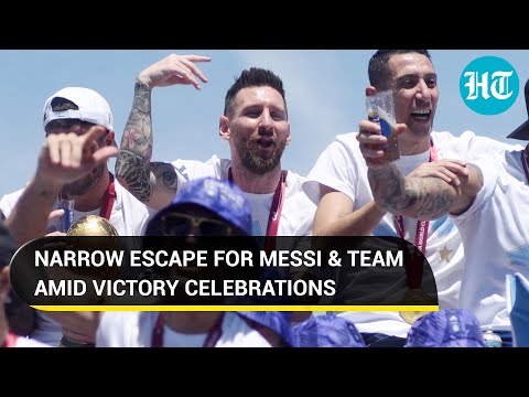 Messi & Co. airlifted in Argentina after being nearly hit by wire during open bus parade- Watch
