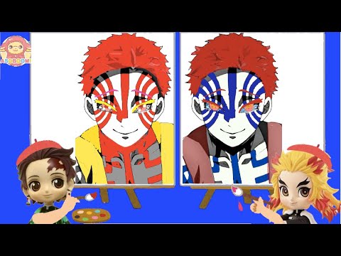 猗窩座をやっつけるのは俺！！炭治郎 VS 煉獄さんの猗窩座ぬりえ対決勝負！！鬼滅の刃🔥劇場版「鬼滅の刃」無限城編