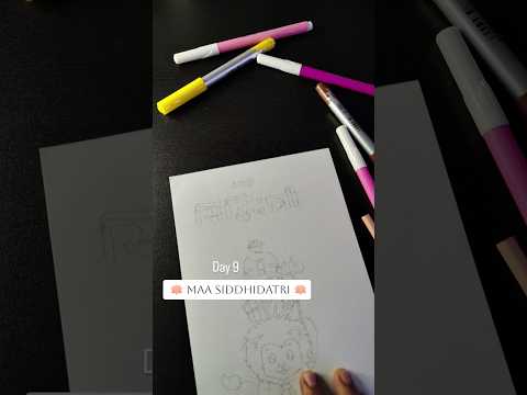 day 9 maa siddhidatri 🪷 navaratri drawing #drawing #painting #art #navaratridrawing #shorts