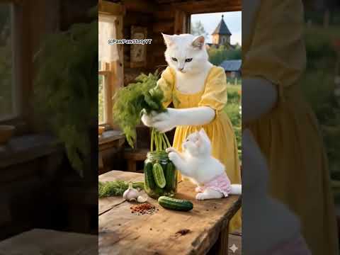 🥒 Mama cat cooks Pickled Cucumbers in Russia #mamacat #cat #pickledcucumbers #russia