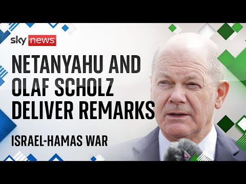 Israeli PM Benjamin Netanyahu and German Chancellor Olaf Scholz deliver remarks