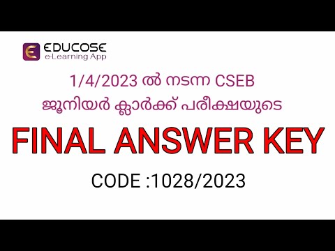 FINAL ANSWER KEY - ജൂനിയർ ക്ലാർക്ക് -1028/2023