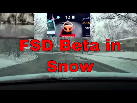 Tesla FSD First try in Snow / Snowy Weather     10.69.2.4