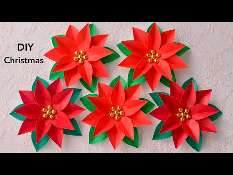 【簡単 100均DIY】折り紙で作るポインセチア