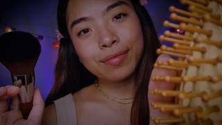 ASMR Gently Brushing Your Hair & Face (1 Hr, No Talking) ‧₊˚ ☁️  Layered Sounds, Soft Music & Rain