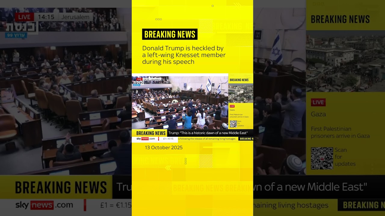 Donald Trump heckled during Knesset speech