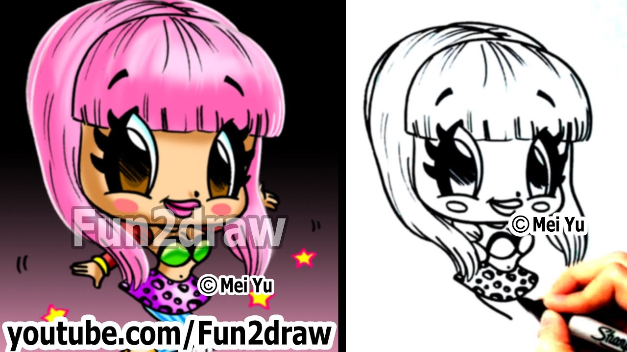 Nicki Minaj Chibi Drawing Tutorial Cute Easy Cartoon Drawing How To Draw Fun2draw Youtube