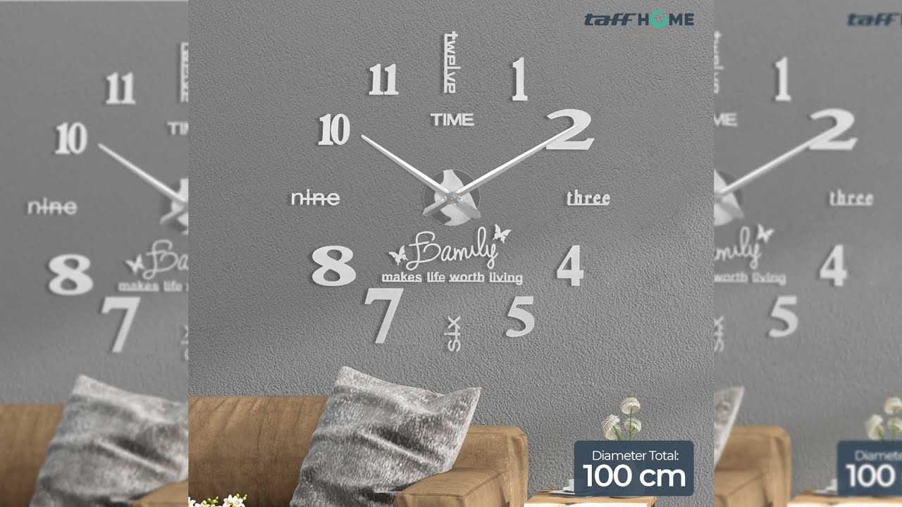 Pratinjau video produk TaffHOME Jam Dinding Besar DIY Giant Wall Clock Quartz 100cm - JM-01