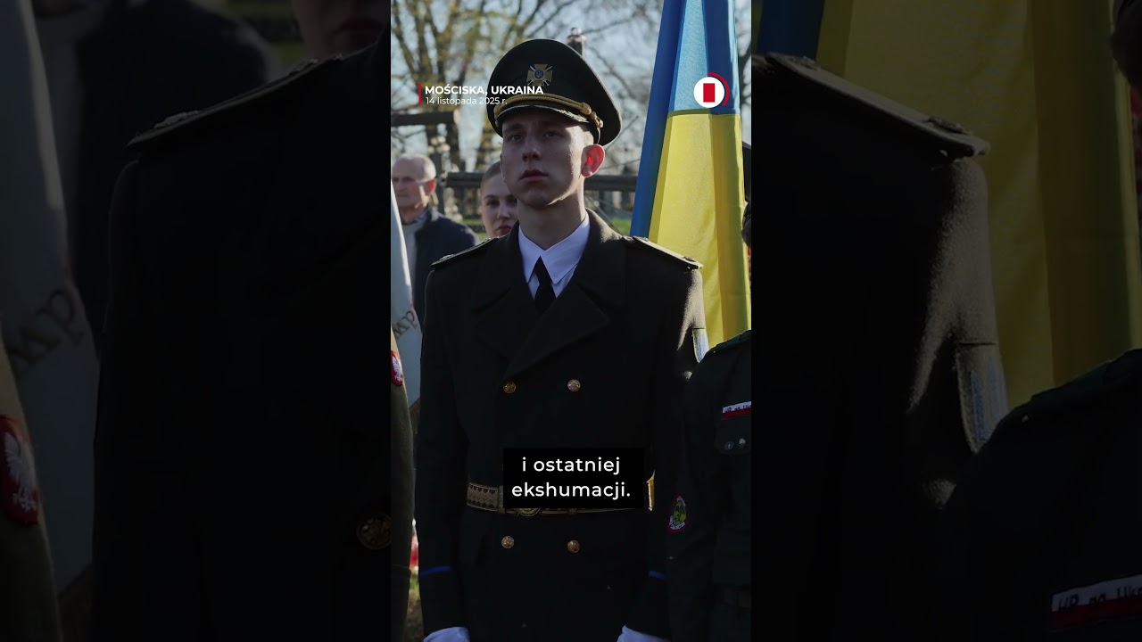 Pogrzeb polskich żołnierzy w Mościskach. Polskie i ukraińskie flagi powiewały obok siebie #shorts