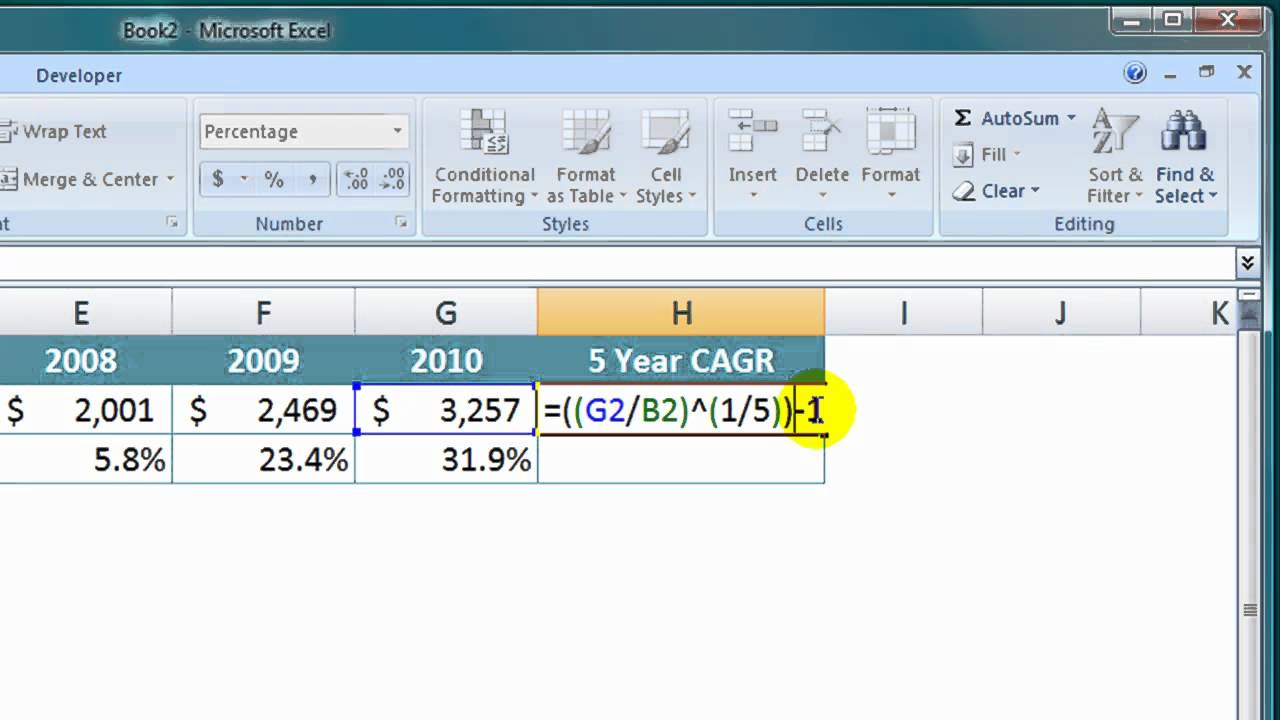 Formula To Calculate Cagr In Excel