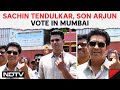 Mumbai Voting | Former Indian Cricketer Sachin Tendulkar, Son Arjun Tendulkar Cast Votes