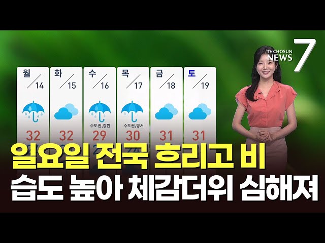 [날씨] 일요일 전국 흐리고 비…습도 높아 체감 더위 심해져 [뉴스7]