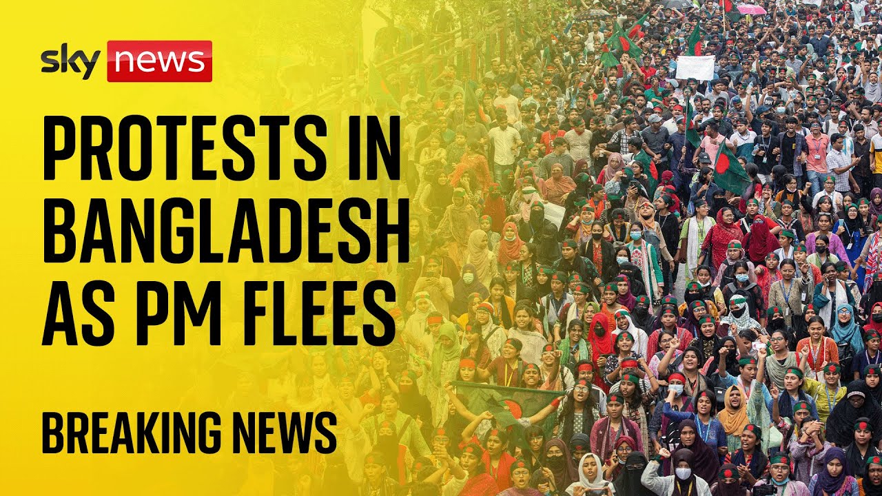 Crowds gather outside Bangladesh PM's residence after Sheik Hasina resigned and fled country