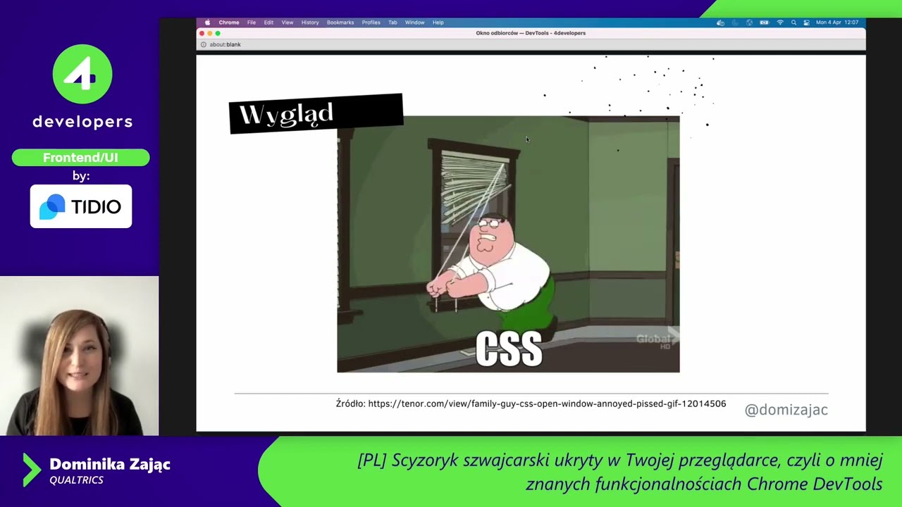 4Developers 2022: O mniej znanych funkcjonalnościach Chrome DevTools — Dominika Zając