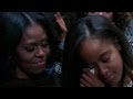Watch : Malia Obama tears up during dad's speech