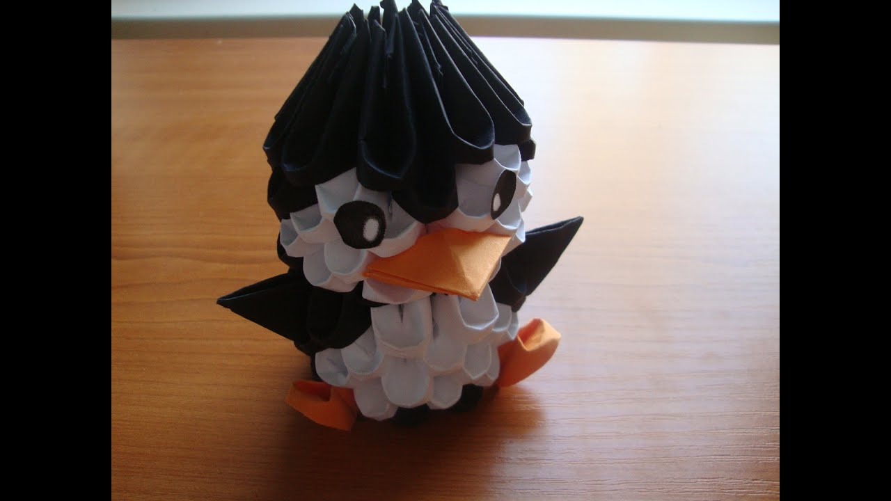 3D origami penguin tutorial YouTube