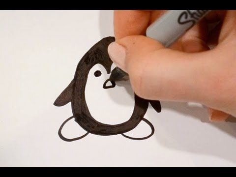 How to Draw a Cartoon Penguin (v2) - YouTube