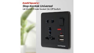 Pratinjau video produk Taffware Stop Kontak Universal UK EU US 5 Hole Socket On Off Switch - DZ-E2-11